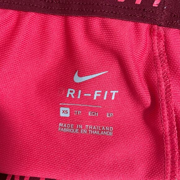 Nike Women's Dark Pink Dri-Fit Fold Over Waist Shorts - Size XS - Activewear - Picture 5 of 8